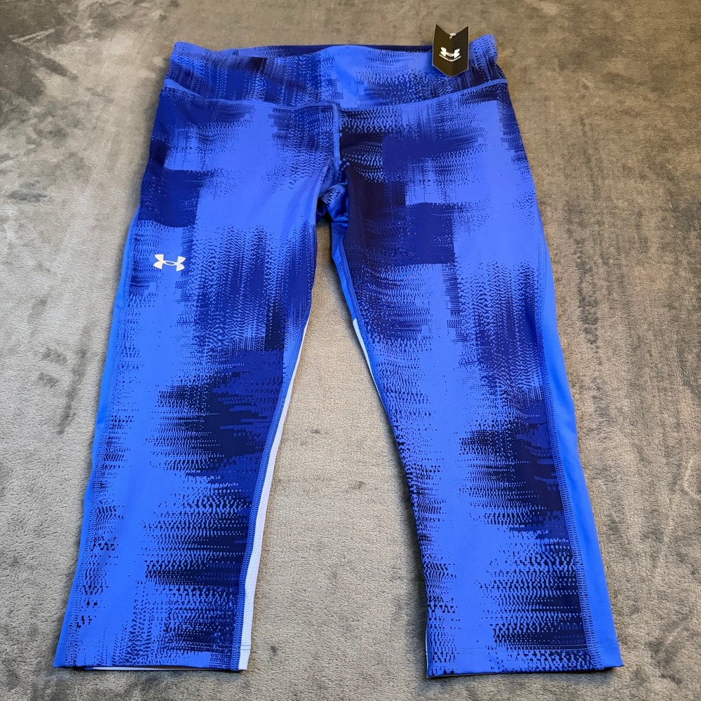 Under Armour HeatGear Leggings Womens XL Blue Compression Capri‎ NWT
